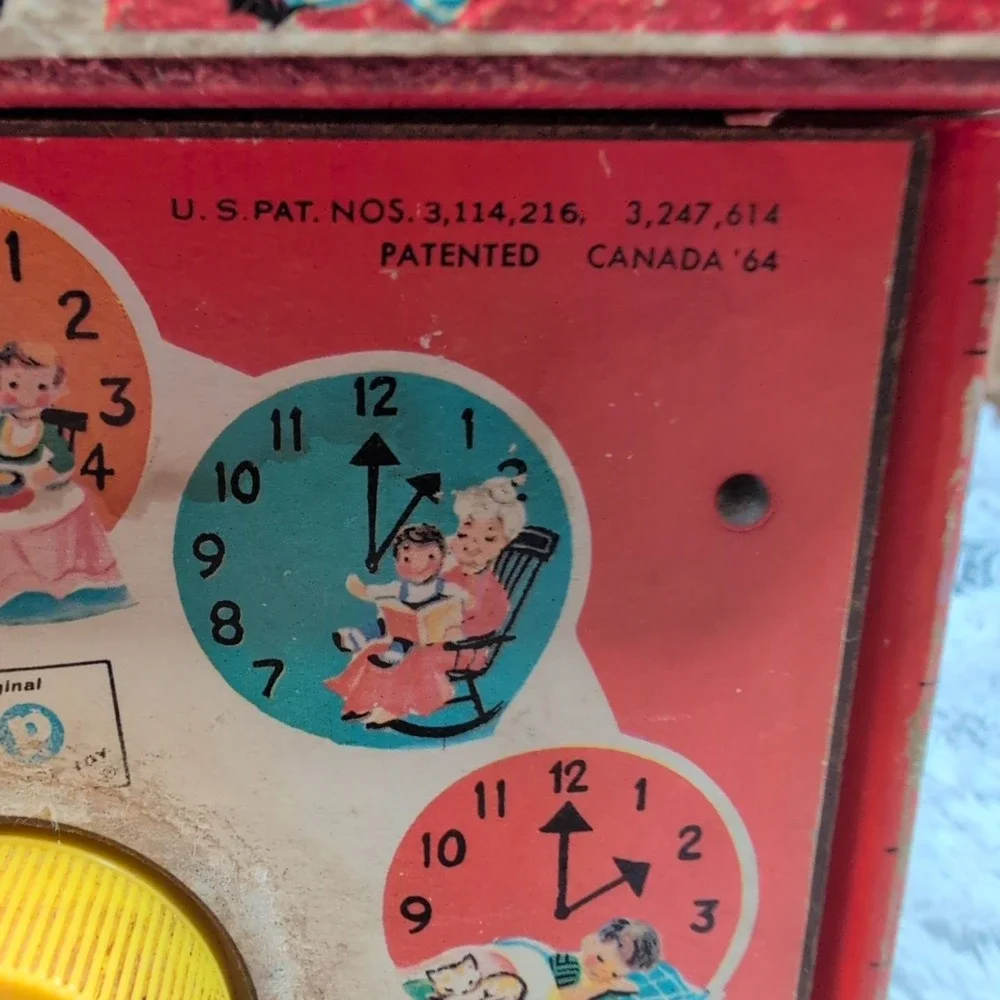 Vintage 1968 Fisher Price Music‎ Box Teaching Clock Works #998 Japan USA